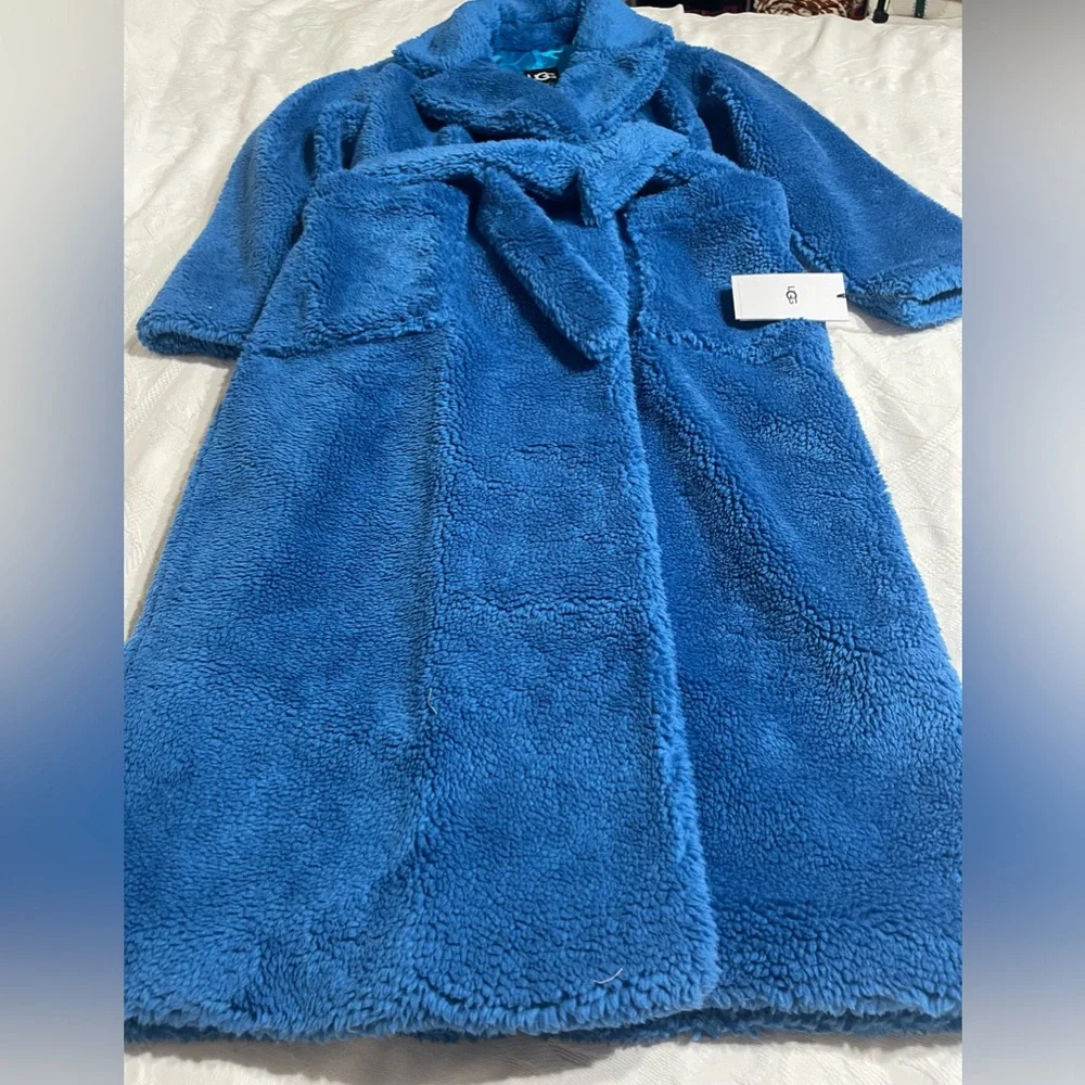 NWT UGG Alesandra Faux Fur Sherpa Teddy Long‎ Wrap Coat in Night Sky
